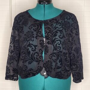 NWT Park Main Woman 2X Black Bolero Shrug Velvet Burnout Whimsigoth Goth Sheer